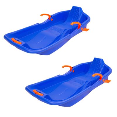 Winter Tandem Sledges, Children's Sledges, Sledges with Brakes and Pull Ropes, Plastic High Back Sledges, Thicker Wear-Resistant Sledges