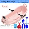 Children's Cartoon Bear Sledge with 2 Handles and Pull Rope, Winter Padded Sledge, Plastic Skis view 2