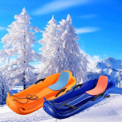 Plastic Winter Sledges, Two-Person Padded Sledges, Children's Sledges with Double Handles, Frost-Resistant and Wear-Resistant Sledges, Sledges with Backrests
