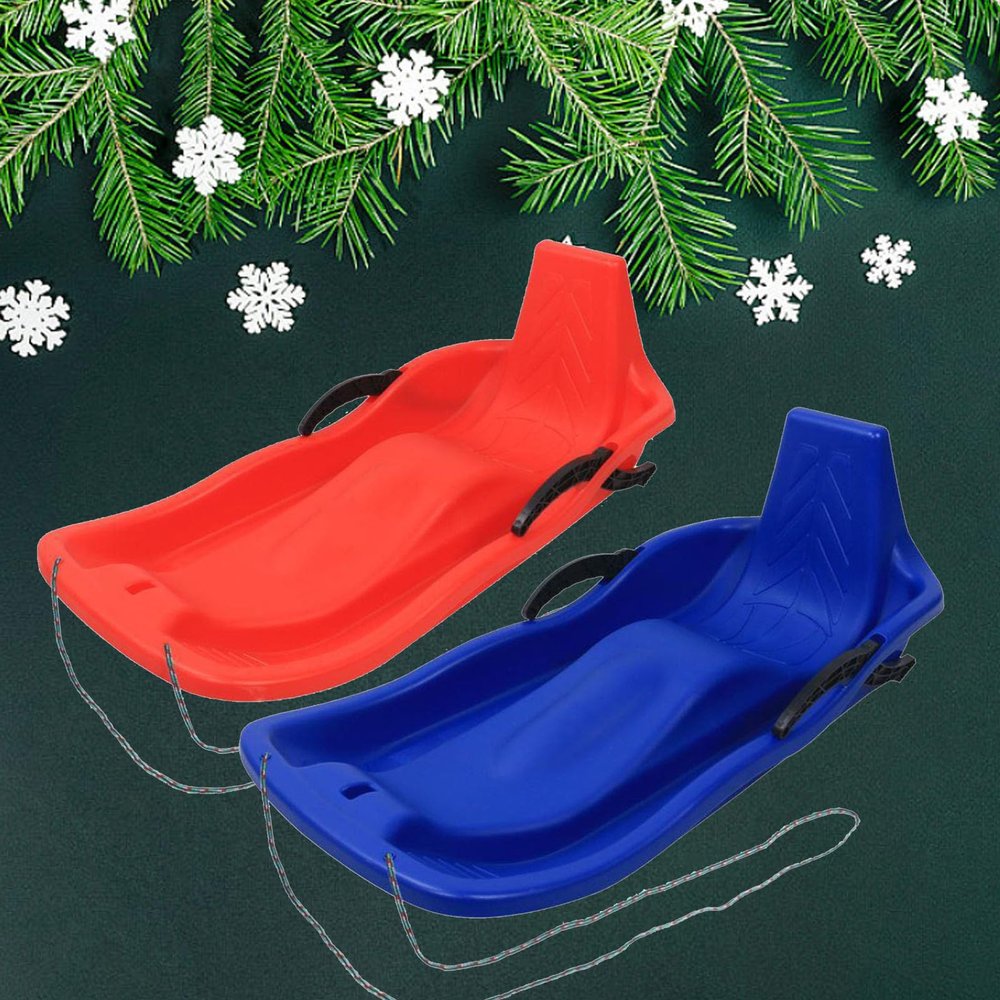 Children's Sledges, Winter Tandem Sledges, Sledges with Pull Ropes, Plastic High Back Sledges, Double Handled Sledges, Thickened Wear-Resistant Sledges