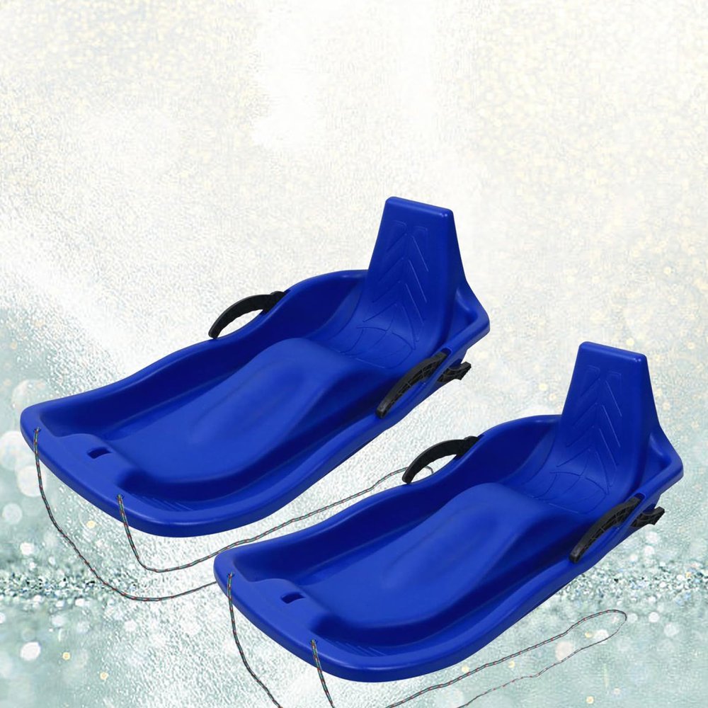 Winter Tandem Sledges, Two-Seater Children's Sledges, Frost-Resistant and Abrasion-Resistant Sledges, Plastic High-Backed Sledges, Sledges with Brakes and Pull Ropes