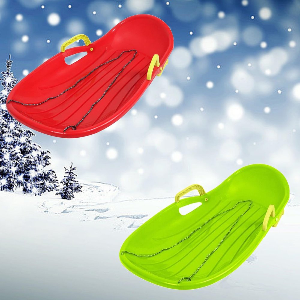 Children's Two-Seater Sledges, Thickened Plastic Sledges, Winter Two-Person Sledges, Sledges with Brakes and Pull Ropes, Anti-Freeze and Wear-Resistant Sledges