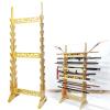 Katana Holder Multi-Layer Floor Sword Display Stand, 16/18/20/24 Tier Wood Sword Hanger Sword Rack Lightsaber Stand, Classic Hollow Katana Holder, Flute, Fishing Rod, Light Tube Stands view 1