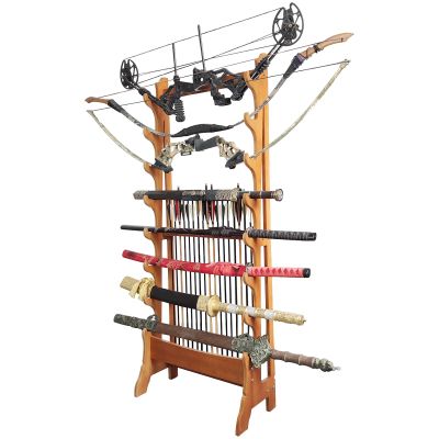 Sword Holder Sword Rack 4/5/6/8-Layer Katana Hanger, Floor Standing Display Sword Stand - Wooden Vertical Martial Arts Sword Stands Fishing Rod Holder for Support All Sword