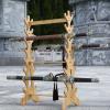 SUYUDD Katana Holder Multi-Layer Floor Sword Display Stand, 16/18/20/24 Tier Wood Sword Hanger Sword Rack Lightsaber Stand, Classic Hollow Katana Holder, Flute, Fishing Rod, Light Tube Stands, Black view 4