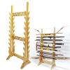 Katana Holder Multi-Layer Floor Sword Display Stand, 16/18/20/24 Tier Wood Sword Hanger Sword Rack Lightsaber Stand, Classic Hollow Katana Holder, Flute, Fishing Rod, Light Tube Stands view 1