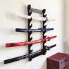 SUYUDD Wall Mount Sword Stand Wooden, Katana Samurai Sword Display Rack Hanger Sword Holder for Katana Wakizashi Sword Flute Fishing Rods view 2