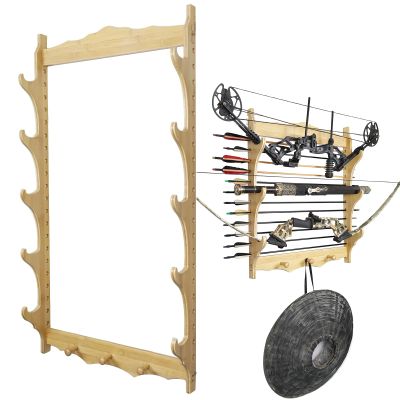 Sword Holder Sword Display Wall Mount Wood Katana Stand 6-Tier Samurai Display Rack, Wand Holder Sword Wall Hanger for Katana Sword Flute Fishing Rods Lightsaber Stand