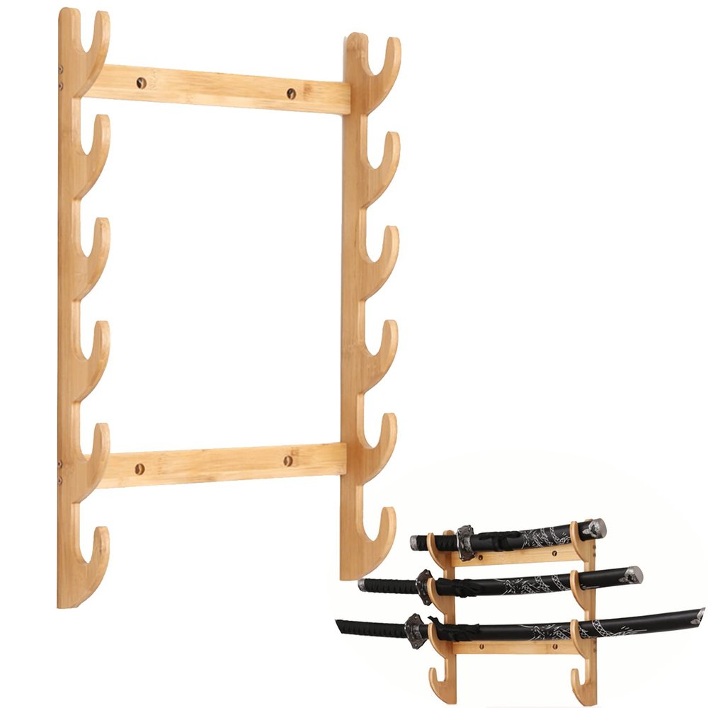 Katana Sword Stand Wall Mount | Multilayer Floor Standing Sword Stand Swords Rack, Sword Display Holder Vertical Sword Hanger, Martial Arts Sword Stand 8 Tier Wall Mounted (1-13 Floors)