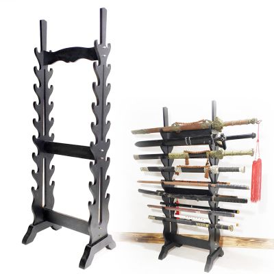 Katana Holder Multi-Layer Floor Sword Display Stand, 16/18/20/24 Tier Wood Sword Hanger Sword Rack Lightsaber Stand, Classic Hollow Katana Holder, Flute, Fishing Rod, Light Tube Stands