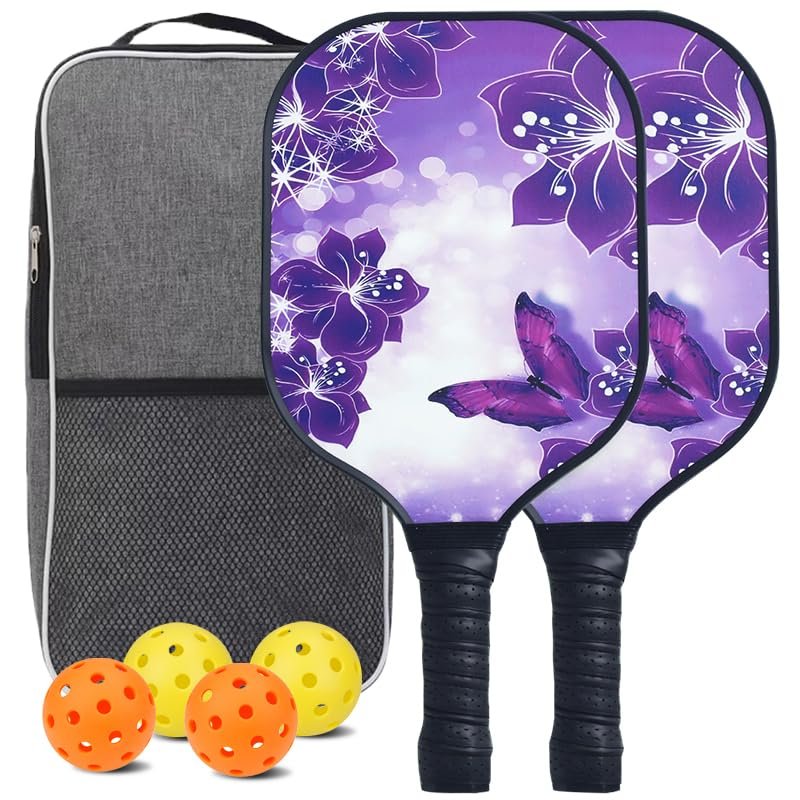 Pickleball Paddles | Featuring a Multilayer Fiberglass and Graphite Pickleball Paddle Face | SX3 Honeycomb Core | Traction and Stability (Fairy Butterflies)