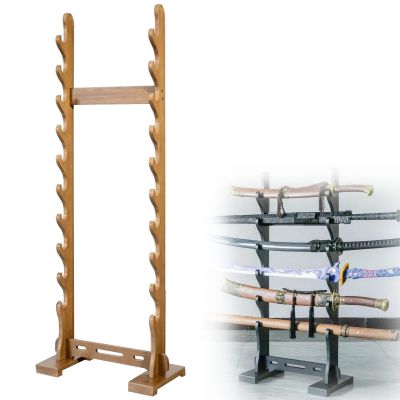 SUYUDD Sword Display Stand Katana Holder Wood Sword Hanger Samurai Sword Rack 6/8/10/16/24-Layer Vertical Lightsaber Holder, Multilayer Floor Standing Wand Holder Fishing Rod Storage Organizer