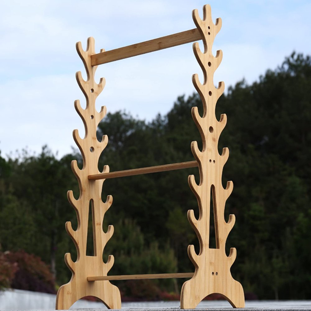 Multilayer Floor Standing Sword Stand Katana Holder, 4/5/6/9/16-Layer Vertical Sword Display Stands Sword Hangers, Flute Racks Fishing Rod for Katana Wakizashi Genji & Samurai Swords