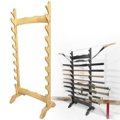SUYUDD 16/24 Tier Sword Holder Stand, Double Side Wooden Katana Display Stand Samurai Sword Stand Display Rack Katana Stands Sword Hanger for Wakizashi and Standard Swords, 9