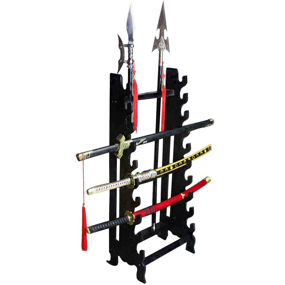 SUYUDD Sword Stand Hanger Katana Holder | Samurai Sword Holder Display Rack, 10-Ply Solid Wood Floor Standing Knife Holder, Fishing Rod Holder - Saving Place, Can Set All Kinds Of Swords, 2 Holes
