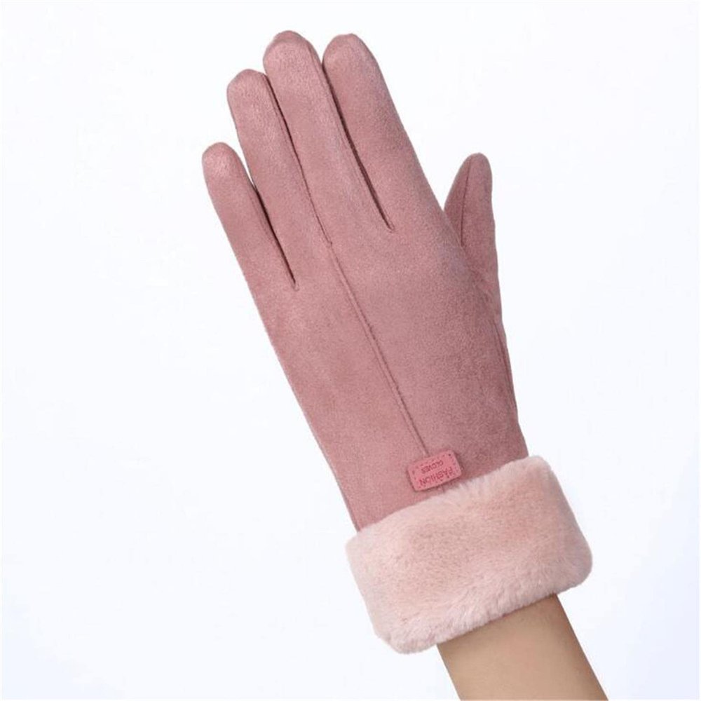 DAMAJI Thermal Winter Gloves for Women Cold Weather Touchscreen Soft Lining Suede Gloves for Ladies Sports Driving (Pink)