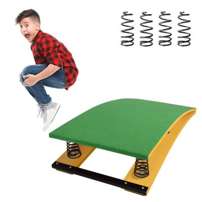 4 Springs Gymnastics Springboard, Kids/Teen Training Springboards, Home Wooden Vault Equipment, Stable & Anti-Tear Spring Board, Load 65 Kg (Color : Green) (Green)