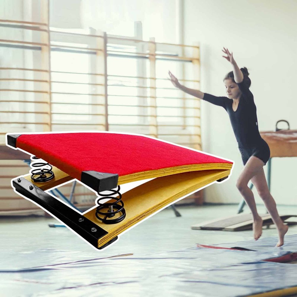Vault Gymnastics Springboard for Kids, Junior Spring Board with 2 Springs, Home School Floor Sport Equipment for Children Training/Beginning Gymnasts