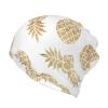 Mens Womens Winter Beanie Hat Scarf Set Warm Knit Thick Fleece Lined Cap Neck Warmer,Golden Pineapple Background Print view 1