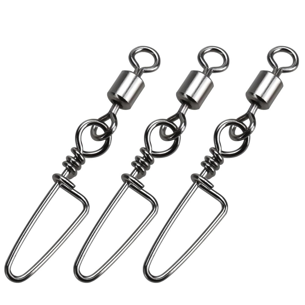 ENERHIKE Fishing Snap Swivel High Strength Rolling Swivel with Coastlock Snap Steel Swivel 100LB Saltwater Freshwater Fishing Corrosion Resistant 50pcs