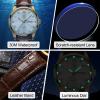 QBAIZI Mens Leather Band Watch Date and Day,Brown Wrist Watch for Men White Face,Fashion Diamond Water Resistant Men's Wristwatch Roman Numerals,Round Analog Quartz Man Watch for Men Gold Tone view 4