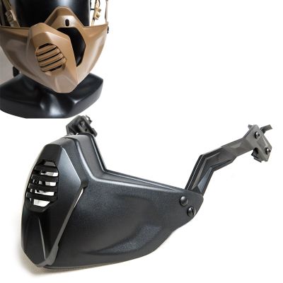 Chestnut-YX FMA Tactical Airsoft Mask Half Face Mask for Tactical Helmet 20mm Rail Tactical Helmet Airsoft Protective Mask Folding Half Seal Mask for Outdoor Sports Cs Game Cosplay (Black)
