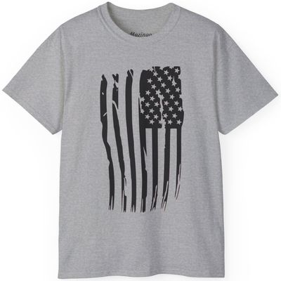 Mozingo Exclusive Heavyweight Shirts American Flag Classic Tee for Men Women (M, American Flag, Sport Gray)