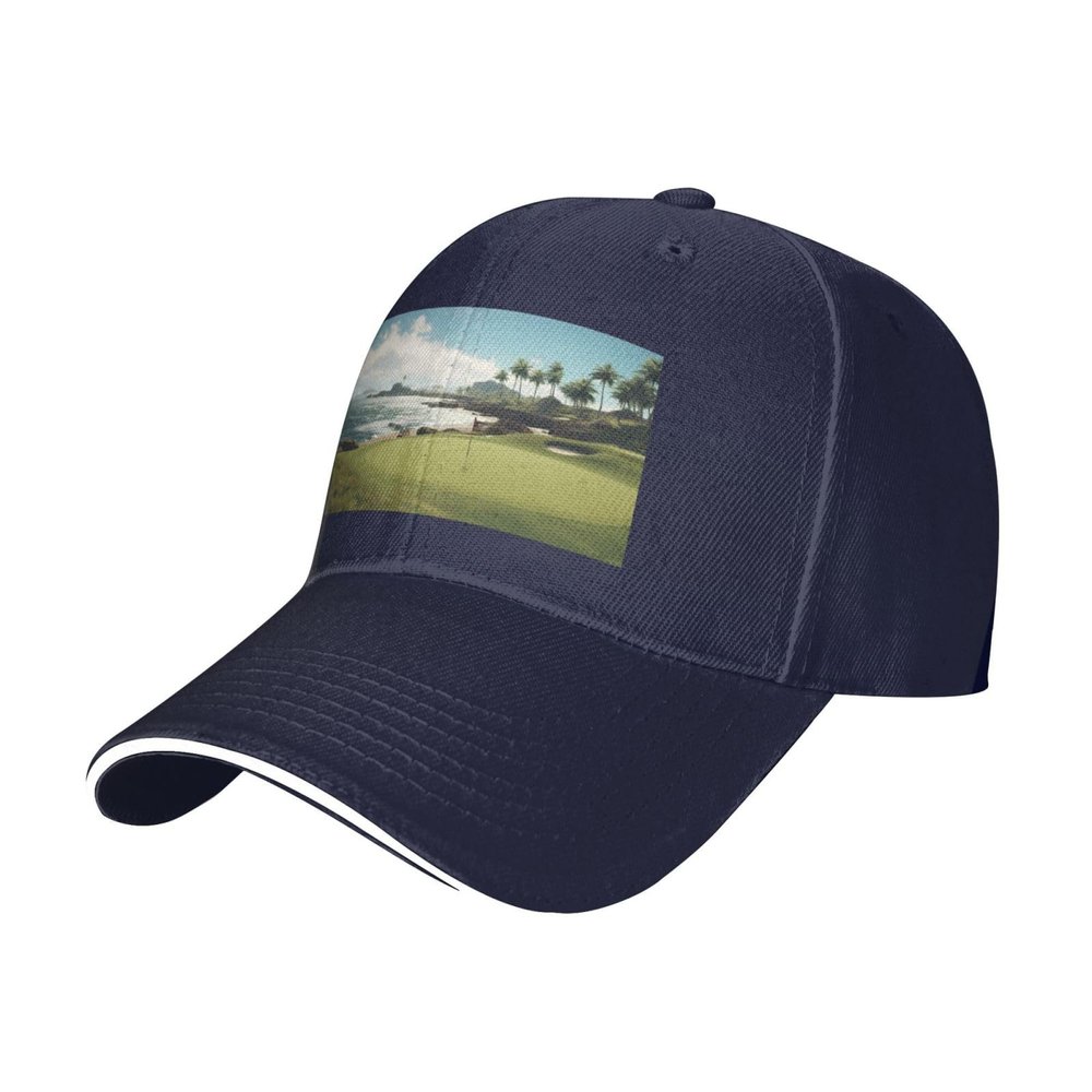 YYHWHJDE Hawaii Beach Golf Course Picture Unisex Baseball Cap Navy Blue : Breathable, Lightweight