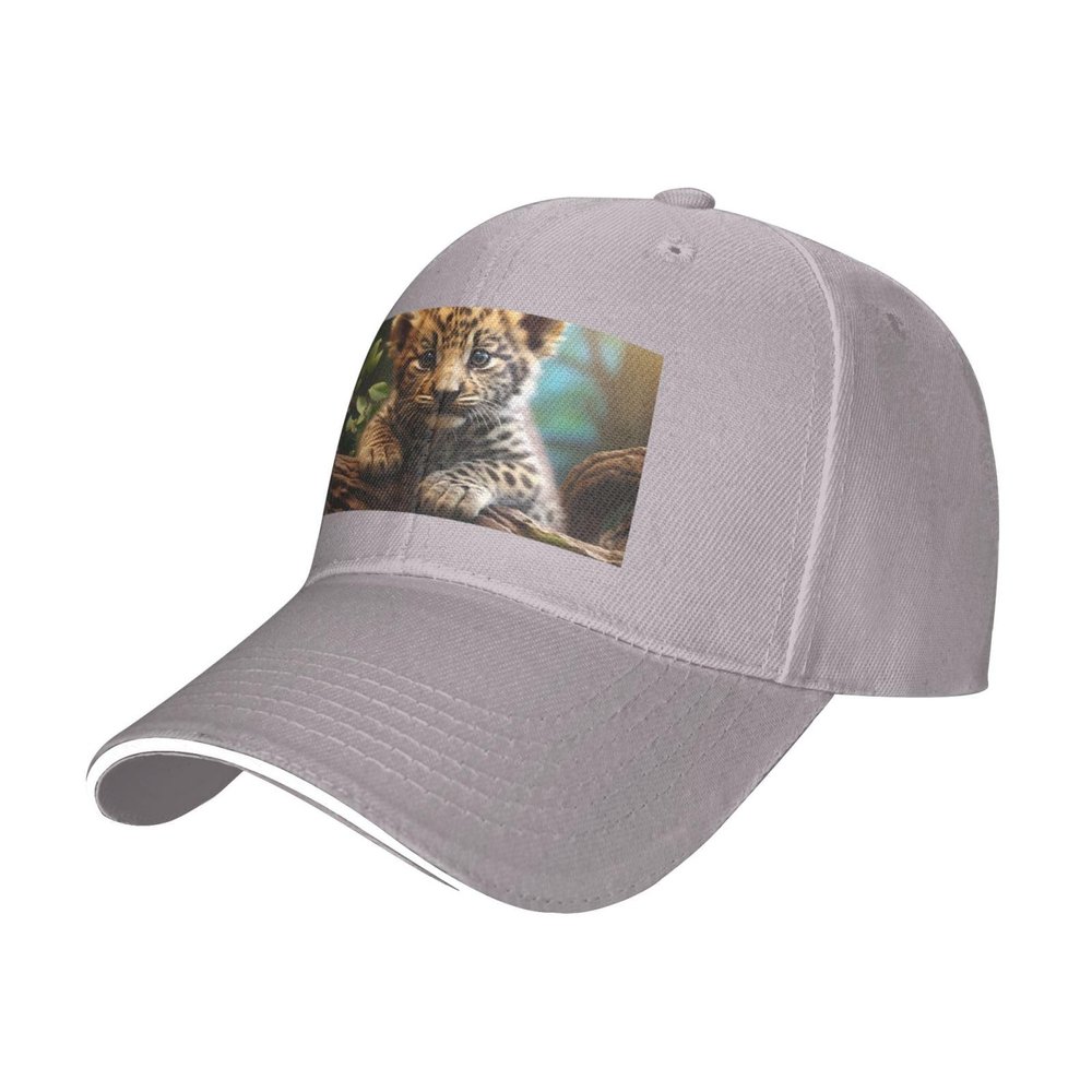 YYHWHJDE Cute Leopard Picture Unisex Baseball Cap Gray : Breathable, Lightweight