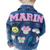 ROSLILY Personalized Kids Denim Patch Jacket with Names Gifts for Girls Boys Toddles (2-3T(100cm), Dark Blue), Sewn On Patch view 1
