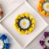 Hand Crocheted Lily of The Valley Flower Coffee Coaster (Yellow) view 1
