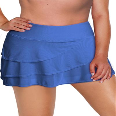 Aleumdr Women's Swimdress Ruffle Swim Skirt Bikini Bottom High Waist Built-in Swim Bottoms Blue 305 20 Plus