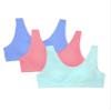 Fruit of The Loom Big Girls Seamless Stretch Sports Bra 3 Pack Cornflower Blue/Peach Sorbet/Aruba Blue XL view 1