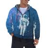 Astronaut Space Men's Zip Up Hoodie Thick Warm Hooded Sweatshirt Casual Jacket Coat S view 1
