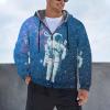 Astronaut Space Men's Zip Up Hoodie Thick Warm Hooded Sweatshirt Casual Jacket Coat S view 2