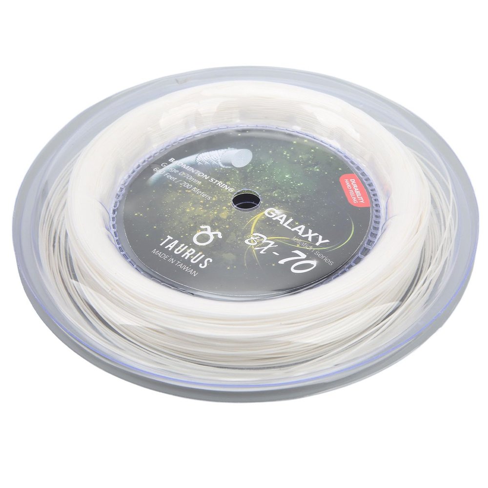 Jauarta POWERTI BX70 Badminton Rackets String High Elastic Nylon Badminton Racquet String 0.7mm Badminton String 200m Reel (White)