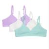 Fruit of The Loom Big Girls Soft and Smooth Training Bra, First Bras for Teen 3 Pack Aruba Blue/Stellar Orchid/White S