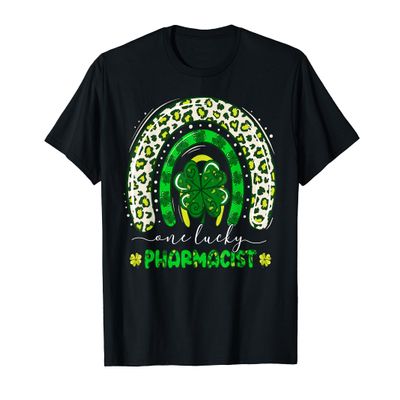 One Lucky Pharmacist Rainbow St Patricks Day Leopard T-Shirt