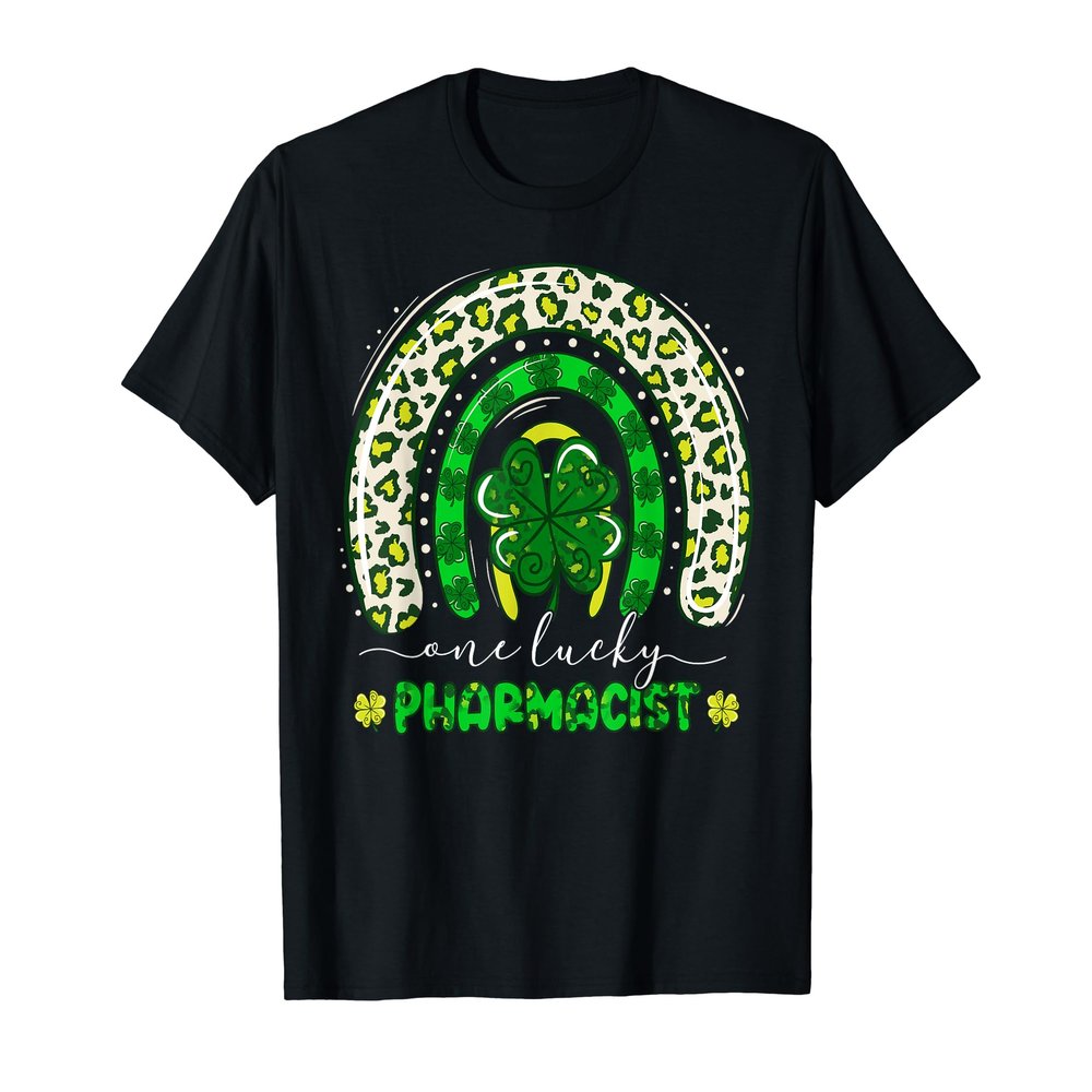 One Lucky Pharmacist Rainbow St Patricks Day Leopard T-Shirt