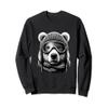 Funny Bear with Ski Goggles and Knitted Hat Skiing Sweatshirt view 1