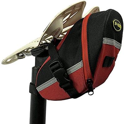 IBDRY Bicycle Saddle Bag, Bike Bag Under Seat Pouch Wedge Packs with Reflective Stripes,Bike Seat Pack Bag Cycling for Foldable Road Mountain Bike,Waterresistant (Color : Red)