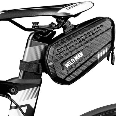 IBDRY Bike Saddle Bag 1.2L Waterproof Cycling Seat Bag Wedge Pack PU Storage Bag, Large Capacity for Mini Pump Keys Snacks Phones MTB Road Bicycle Rear Under Seat Bag Light Sport Looking