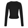Long Sleeve Crop Top for Women Trendy Teen Girls Casual Scoop Neck Basic Layering Shirts Yoga Workout Y2K Fitted Blouse Black view 3