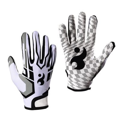 JEOZBM Football Gloves, Football Gloves Football Receiver Gloves, Breathable Stretch Sports Gloves for Youth and Adult(L-White)