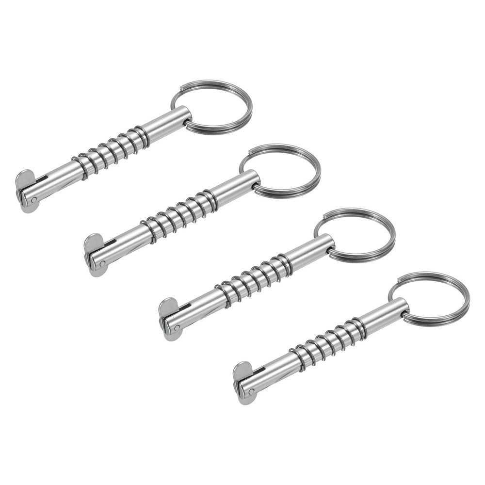 PATIKIL 316 Stainless Steel Quick Release Pin 4 Pack Bimini Top Pin Usable Length 2.6", Total Length 3", Dia 0.3" Boat Marine Hardware with Drop Cam & Spring for Deck Boat Bimini Top