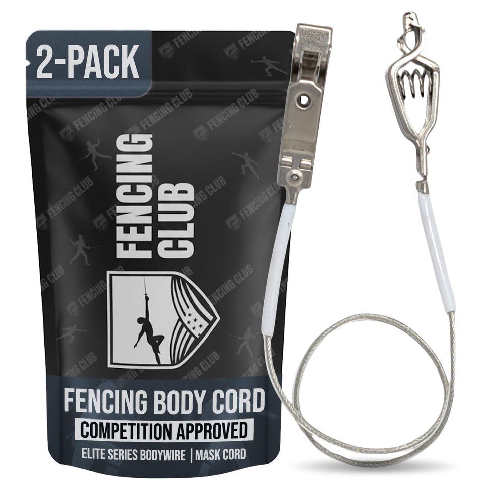 Fencing Club Fencing Foil/Saber Mask Cord, Elite Series, Head Wire Clamp Clip, Clear Wire, Competition Approved (2 Pack)