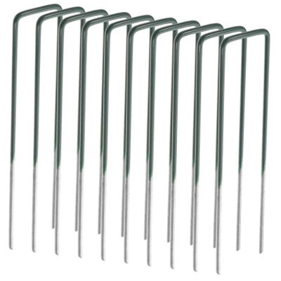 Yardwe 10 Pcs Heavy Duty Garden Staples Landscape Pegs u Shaped Metal Ground Pegs for Camping Tent Control