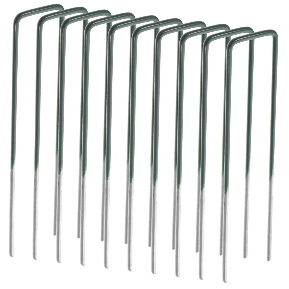Yardwe 10 Pcs Heavy Duty Garden Staples Landscape Pegs u Shaped Metal Ground Pegs for Camping Tent Control