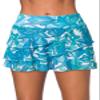Aleumdr Women's 2026 Three Layered Swim Skirted Built-in Brief Bikini Swim Bottom Swimdress Sky Blue Printed X-Large view 1