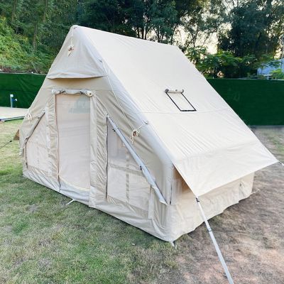 Tents Inflatable Glamping Tent Canvas Bell Tent 2-8 Person Large Yurt Tent Easy Setup Breathable Outdoor Oxford Canvas Teepee Tents 4-Season for Family Camping Hiking ( Color : Without Skylight , Size